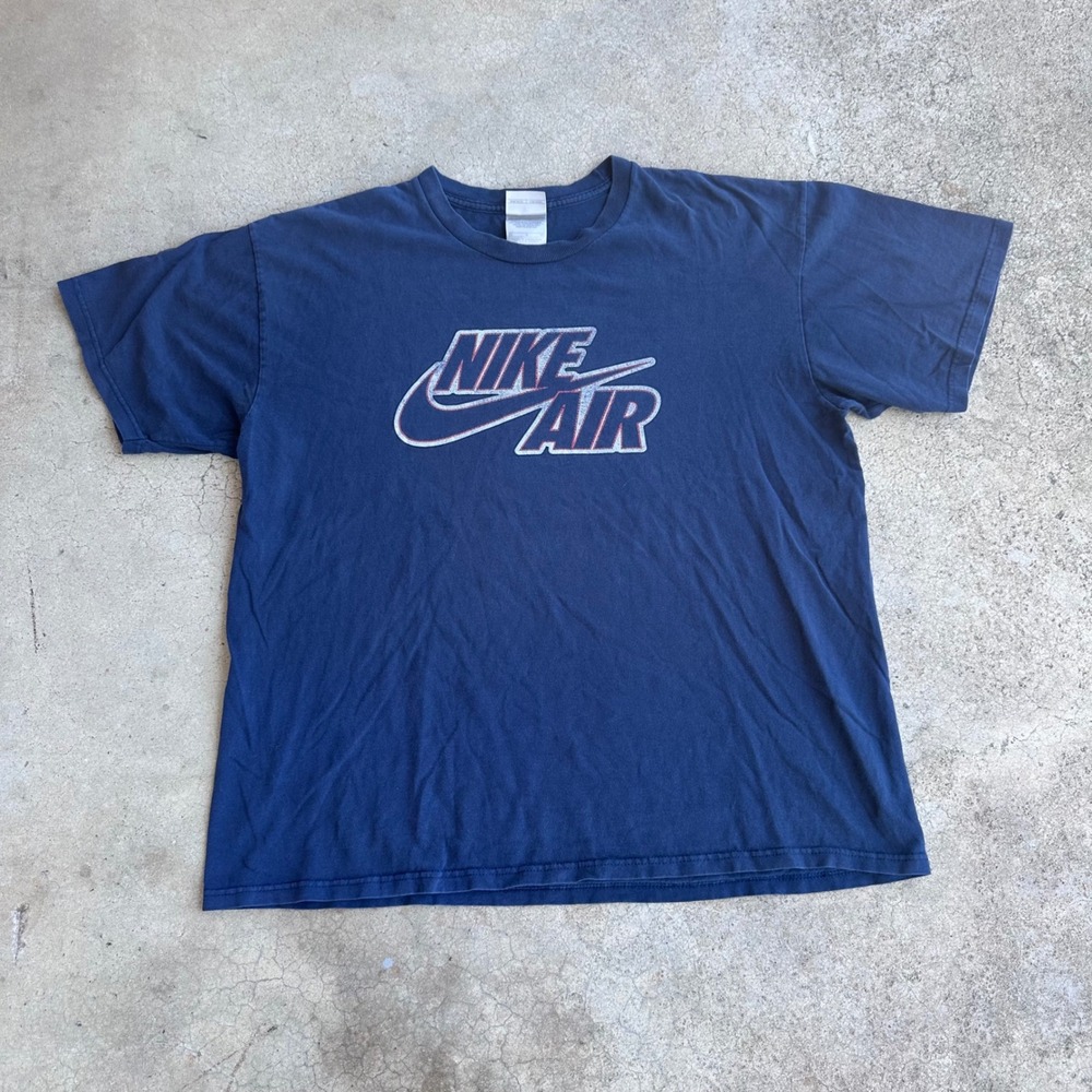 Nike T-Shirt Mens Large Navy Excellent Graphic Nike Air Swoosh Tee